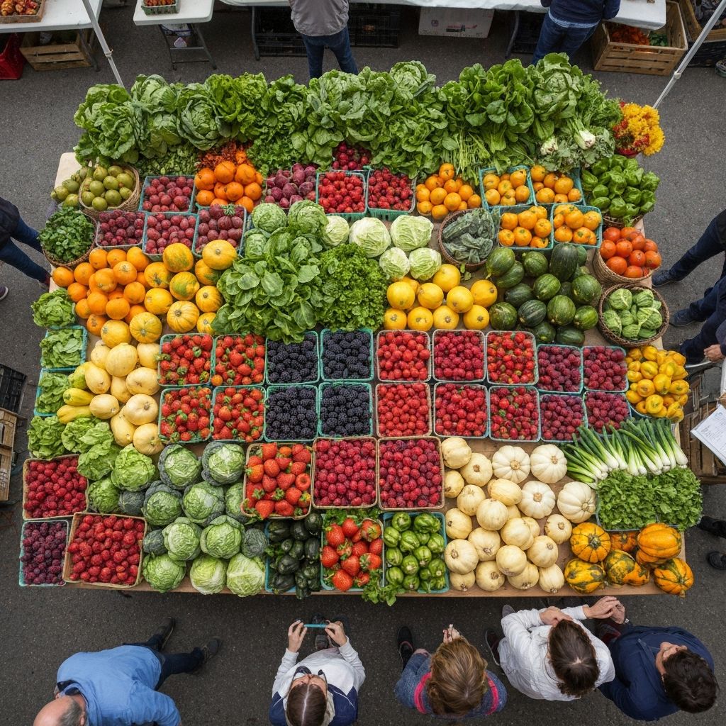 Seasonal fresh produce from farmers market